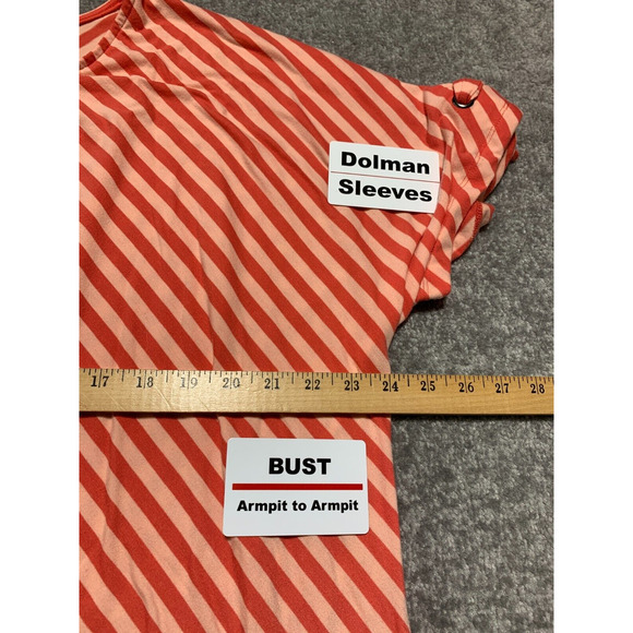 Catherines Shirt Top Women Size 1X Orange Stretch Striped Dolman Short Sleeve - Picture 10 of 12